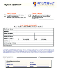paycheck direct deposit form